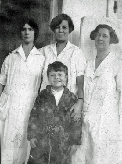 Binks in hospital with nurses Jan 10, 1928